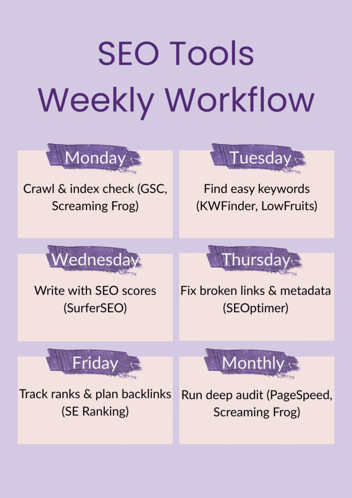 SEO Tools - Weekly Workflow